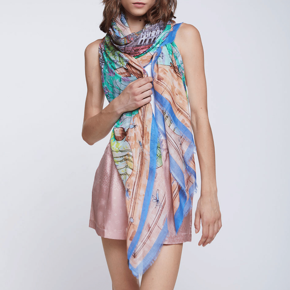 Faliero Sarti Milano Modal Silk Stole in Multicolour – International designer fashion boutique Australia Riada Concept Woollahra