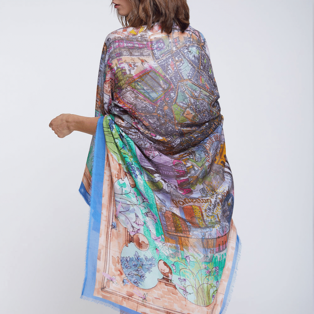 Faliero Sarti Milano Modal Silk Stole in Multicolour – International designer fashion boutique Australia Riada Concept Woollahra