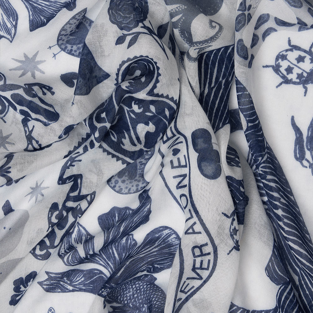 Faliero Sarti Never Alone Modal Silk Stole in Blue – International designer fashion boutique Australia Riada Concept Woollahra