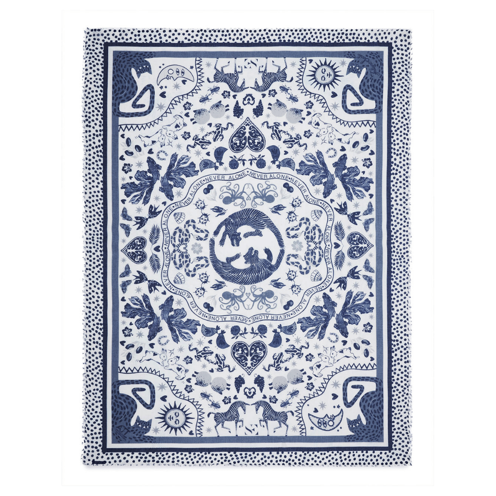 Faliero Sarti Never Alone Modal Silk Stole in Blue – International designer fashion boutique Australia Riada Concept Woollahra