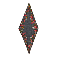 Faliero Sarti PRALINA Black Wool Blend Scarf with Multicolour Floral Embroidery