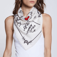 Faliero Sarti Pensiero Small Square Cotton Scarf in Ivory – International designer fashion boutique Australia Riada Concept Woollahra