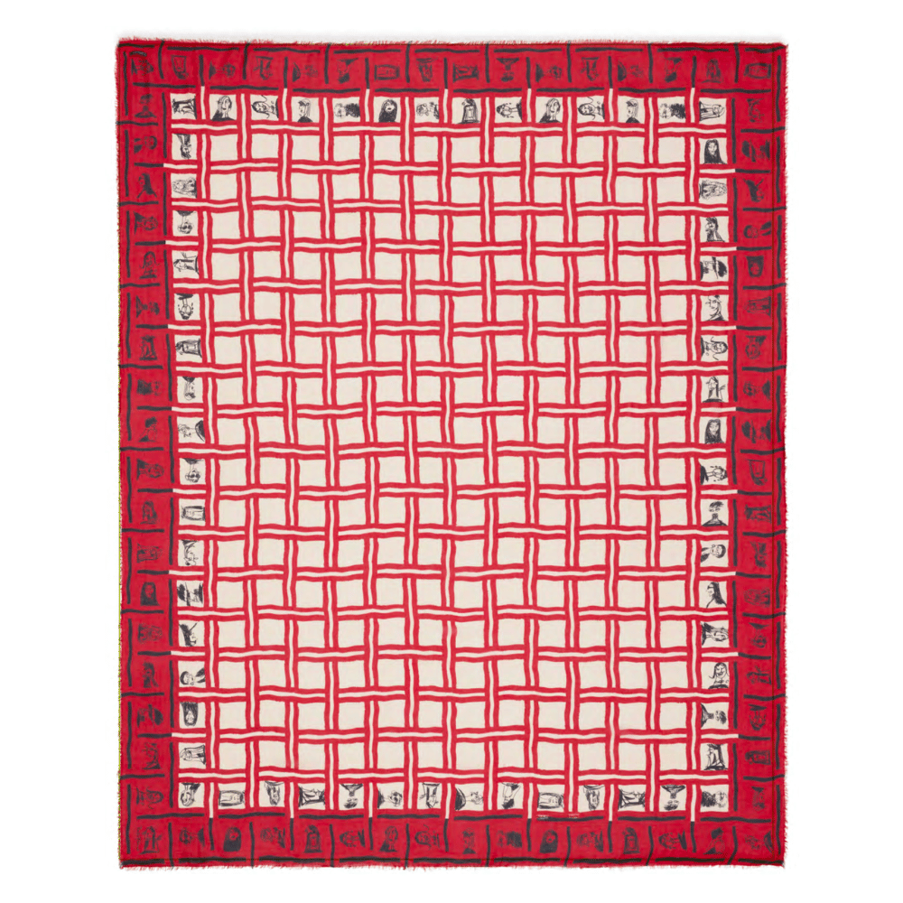 Faliero Sarti Red Face Modal Cashmere Scarf - Shop the latest Faliero Sarti scarves collections; printed luxury scarves in fine fabrics made in Italy. Shop online and in-store at Riada Concept.