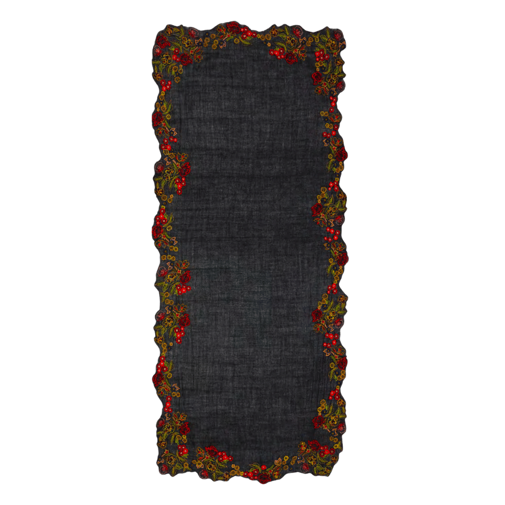 Faliero Sarti Skyler Embroidered Floral Wool Silk Scarf - Shop the latest Faliero Sarti scarves collections; printed luxury scarves in fine fabrics made in Italy. Shop online and in-store at Riada Concept.