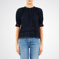 Ulla Johnson Faye Puff Sleeve Blouse in Navy Blue ULLA JOHNSON Designer fashion shop online and in store High End fashion boutique Sydney Australia Riada Concept