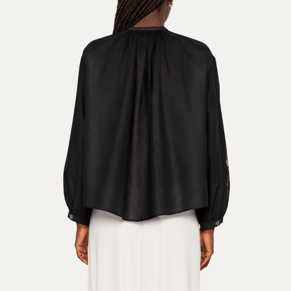 Forte Forte Fleurs d'Orient Embroidered Floral Voile Bohemian Shirt Nero – Riada Concept Woollahra Sydney