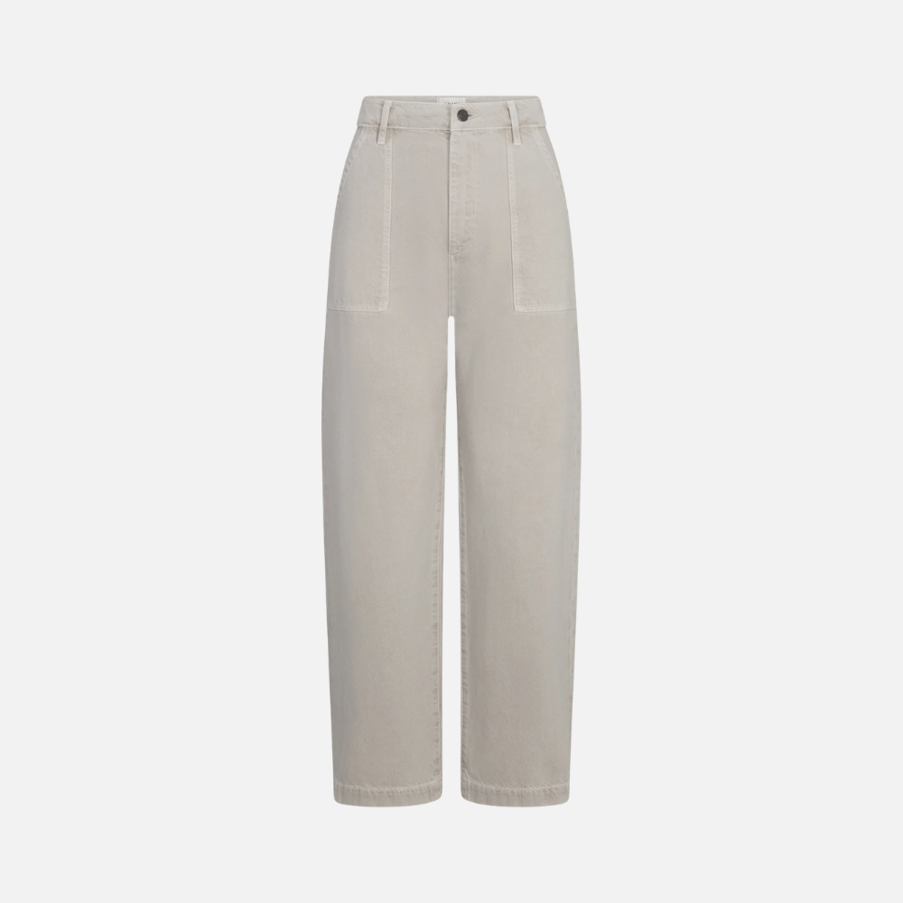 FRAME Bow Cargo High-Rise Barrel Jeans in Flax FRAME designer denim at Riada Concept luxury fashion boutique Woollahra Sydney Australia