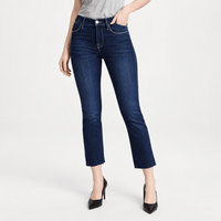 FRAME Le High Straight Cropped Jeans in Sanctuary at Riada Concept. High-rise slim straight jeans in super-stretch indigo denim - front view