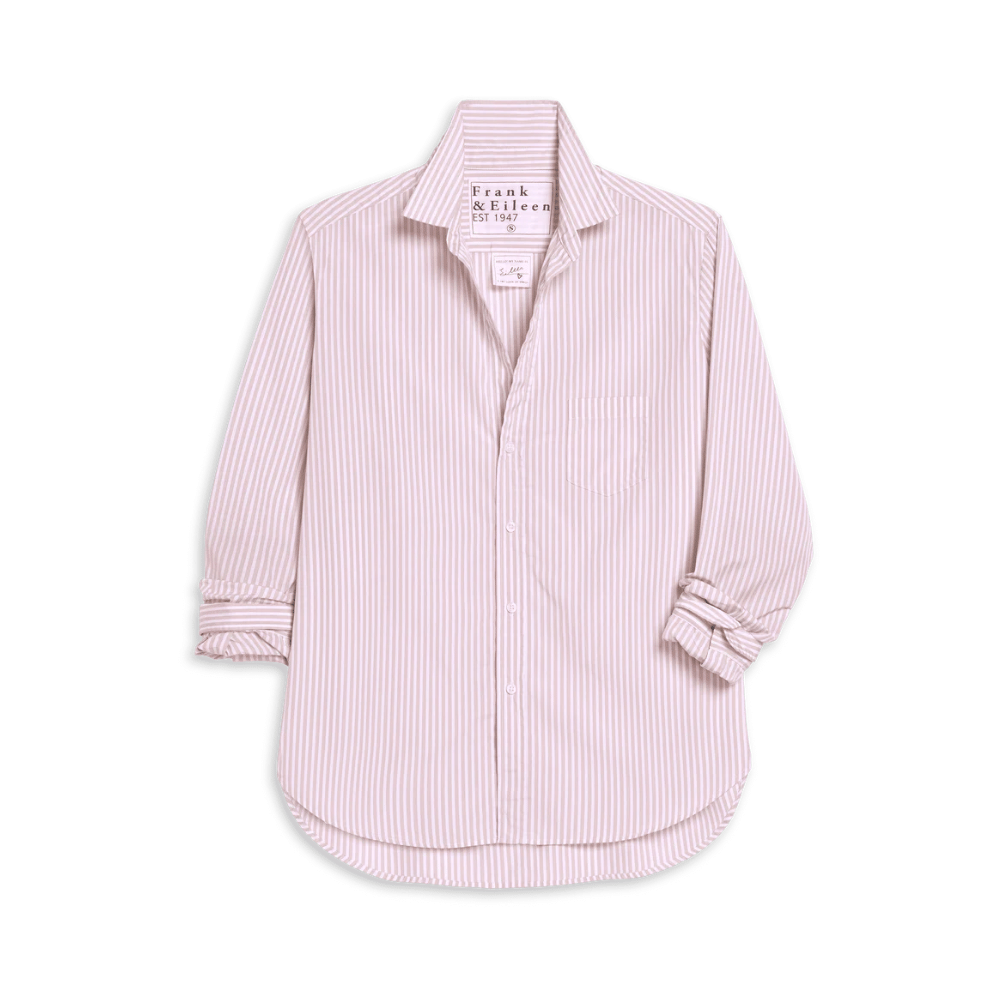 Eileen Relaxed Button-Up Shirt in Pink and White Multi Stripe