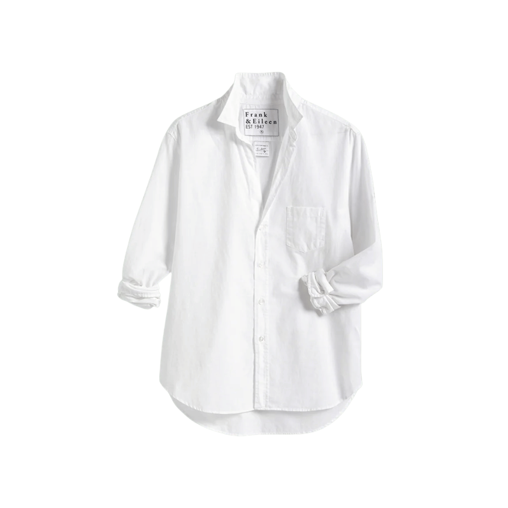 Eileen Relaxed Button-Up Shirt in White Cotton