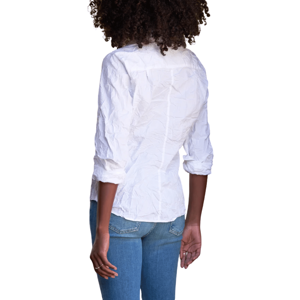 Frank &amp; Eileen Barry Tailored Button-Up Crinkle Shirt in White Shop Frank & Eileen online in Australia at Riada Concept – official stockist of Frank & Eileen shirts, dresses, and linen pants. Discover timeless, premium women's fashion with fast shipping from Sydney.