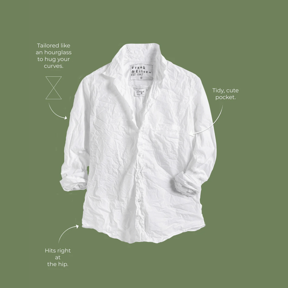 Frank and Eileen Barry Tailored Button-Up Crinkle Shirt in White Shop Frank & Eileen online in Australia at Riada Concept – official stockist of Frank & Eileen shirts, dresses, and linen pants. Discover timeless, premium women's fashion with fast shipping from Sydney.
