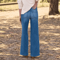 Frank & Eileen Galway 32" wide-leg jeans in 2002 Wash, back view showing patch pockets and full-length leg