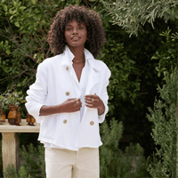 Frank & Eileen Mini Belfast Cropped Sweatshirt Peacoat Jacket in White - International designer fashion boutique Australia Riada Concept Woollahra