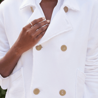 Frank & Eileen Mini Belfast Cropped Sweatshirt Peacoat Jacket in White - International designer fashion boutique Australia Riada Concept Woollahra