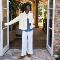 Frank & Eileen Mini Cotswolds Cropped Cable Knit Cardigan in Ivory – International designer fashion boutique Australia Riada Concept Woollahra
