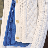 Frank & Eileen Mini Cotswolds Cropped Cable Knit Cardigan in Ivory – International designer fashion boutique Australia Riada Concept Woollahra