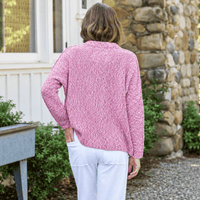 Frank & Eileen Montecito cardigan in Bramble, back view showing relaxed fit and continuous sleeve seams