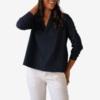Frank & Eileen Patrick Popover Henley in British Royal Navy Shop Frank & Eileen online in Australia at Riada Concept – official stockist of Frank & Eileen shirts, dresses, and linen pants. Discover timeless, premium women's fashion with fast shipping from Sydney.