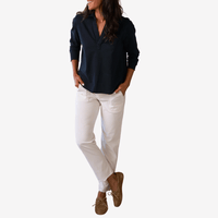Frank & Eileen Patrick Popover Henley in British Royal Navy Shop Frank & Eileen online in Australia at Riada Concept – official stockist of Frank & Eileen shirts, dresses, and linen pants. Discover timeless, premium women's fashion with fast shipping from Sydney.