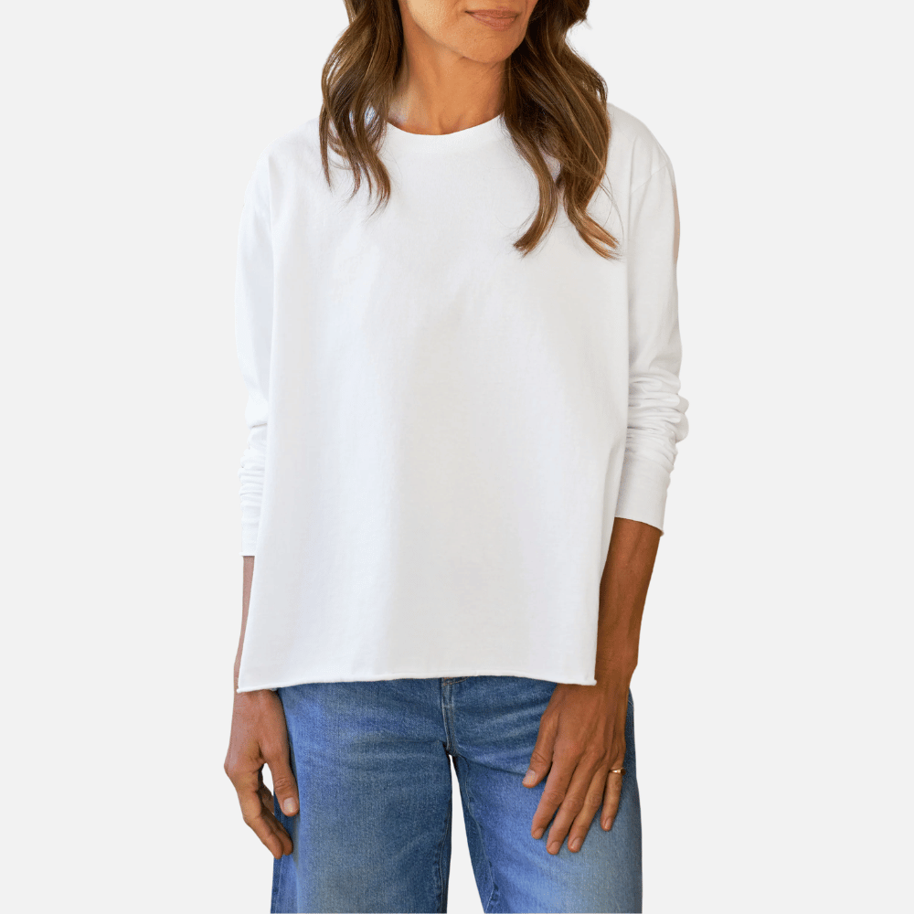 Frank & Eileen Quinn Long-Sleeve Crewneck Tee in White – International designer fashion boutique Australia Riada Concept Woollahra