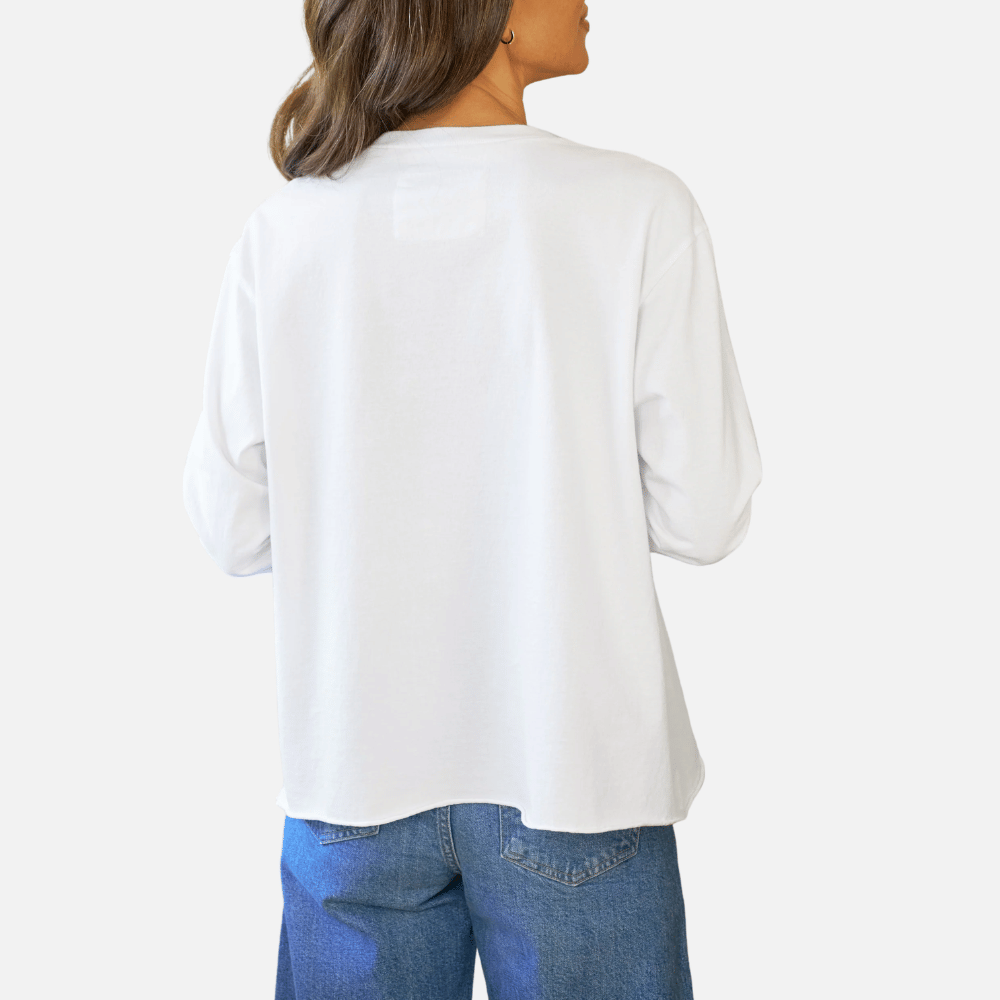 Frank & Eileen Quinn Long-Sleeve Crewneck Tee in White – International designer fashion boutique Australia Riada Concept Woollahra