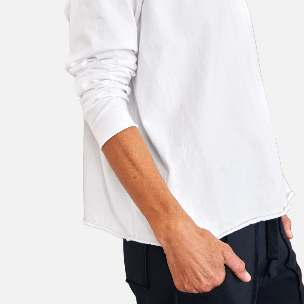 Frank & Eileen Quinn Long-Sleeve Crewneck Tee in White – International designer fashion boutique Australia Riada Concept Woollahra