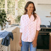 Frank & Eileen Relaxed Button-Up Eileen Shirt in Pink Stripe with Hearts -International designer fashion boutique Australia Riada Concept Woollahra