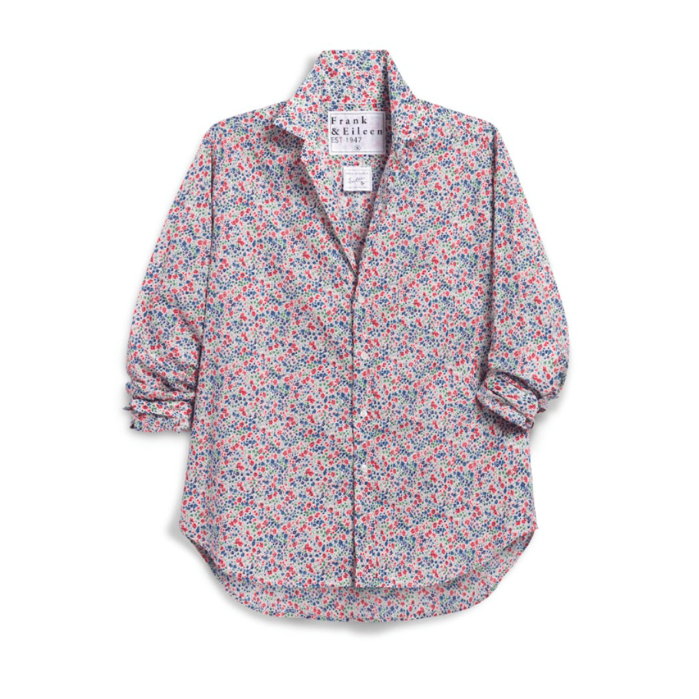 Eileen Relaxed Button Up Shirt in Red and Blue Small Flowers Shop Frank & Eileen online in Australia at Riada Concept – official stockist of Frank & Eileen shirts, dresses, and linen pants. Discover timeless, premium women's fashion with fast shipping from Sydney.