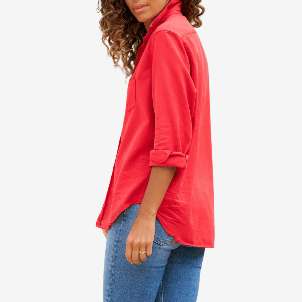 Frank & Eileen Eileen Relaxed Button-Up Shirt in Saffron Red Shop Frank & Eileen online in Australia at Riada Concept – official stockist of Frank & Eileen shirts, dresses, and linen pants. Discover timeless, premium women's fashion with fast shipping from Sydney.