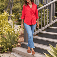 Frank & Eileen Eileen Relaxed Button-Up Shirt in Saffron Red Shop Frank & Eileen online in Australia at Riada Concept – official stockist of Frank & Eileen shirts, dresses, and linen pants. Discover timeless, premium women's fashion with fast shipping from Sydney.