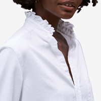 Frank & Eileen Relaxed Button-Up Ruffle Collar Eileen Shirt in White Denim – International designer fashion boutique Australia Riada Concept Woollahra
