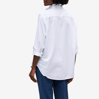 Frank & Eileen Relaxed Button-Up Ruffle Collar Eileen Shirt in White Denim – International designer fashion boutique Australia Riada Concept Woollahra