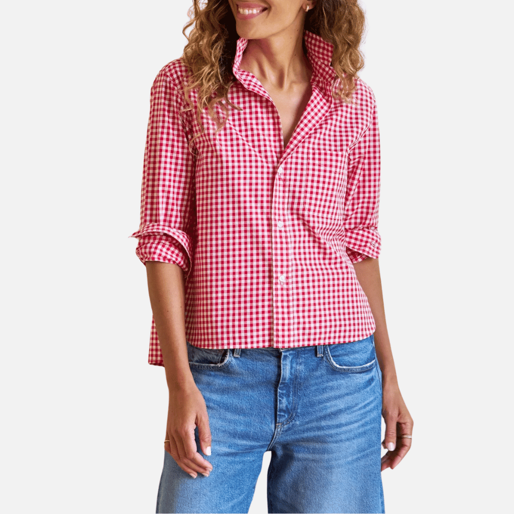 Frank & Eileen Silvio Untuckable Button-Up Shirt in Red Gingham – International designer fashion boutique Australia Riada Concept Woollahra