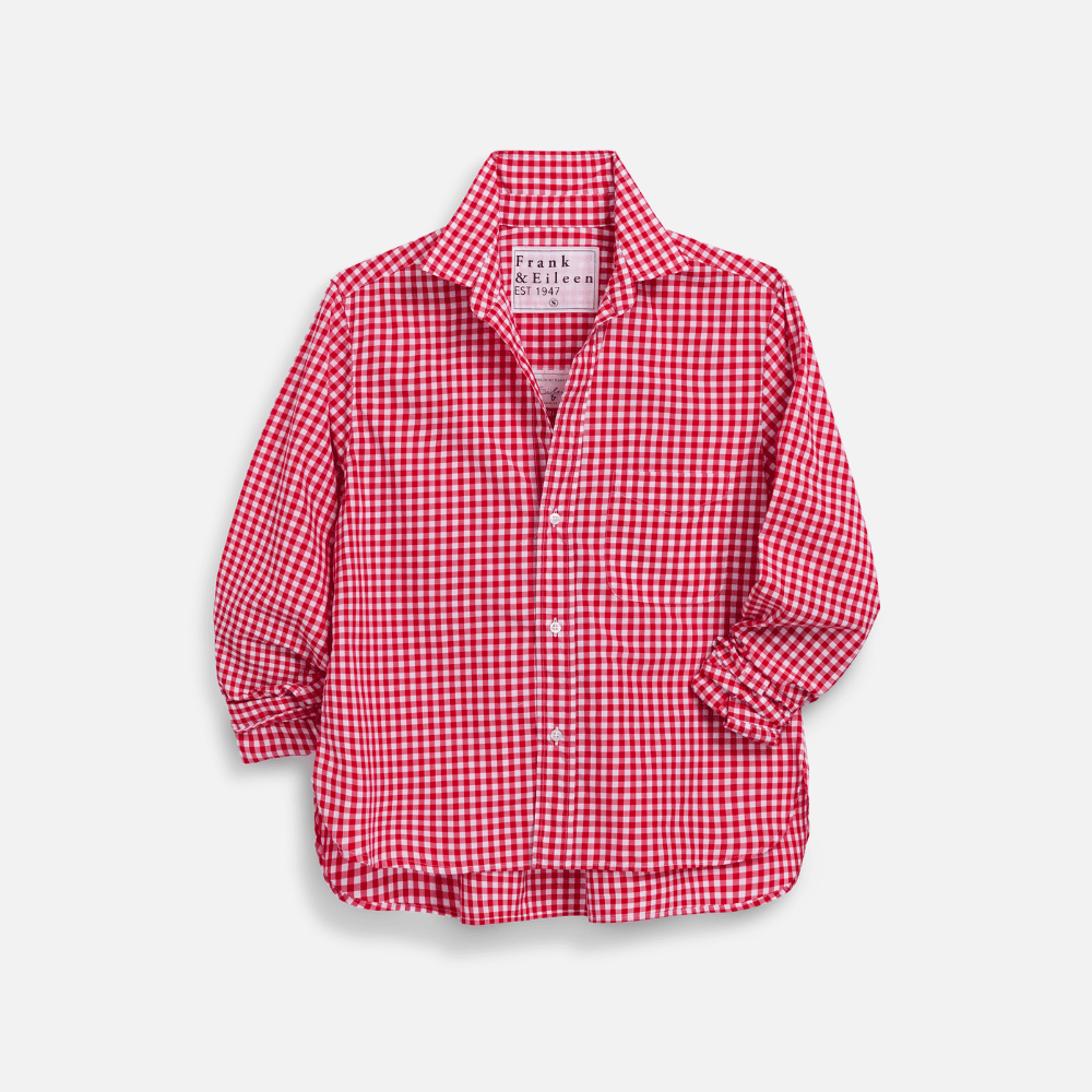Frank & Eileen Silvio Untuckable Button-Up Shirt in Red Gingham – International designer fashion boutique Australia Riada Concept Woollahra