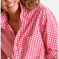 Frank & Eileen Silvio Untuckable Button-Up Shirt in Red Gingham – International designer fashion boutique Australia Riada Concept Woollahra