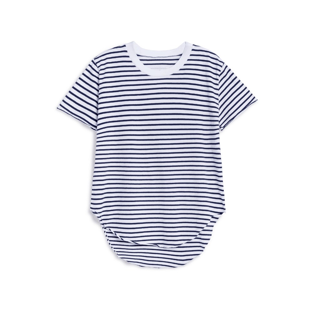Frank and Eileen Theo Perfect Tee in Navy White Stripe Shop Frank & Eileen online in Australia at Riada Concept – official stockist of Frank & Eileen shirts, dresses, and linen pants. Discover timeless, premium women's fashion with fast shipping from Sydney.