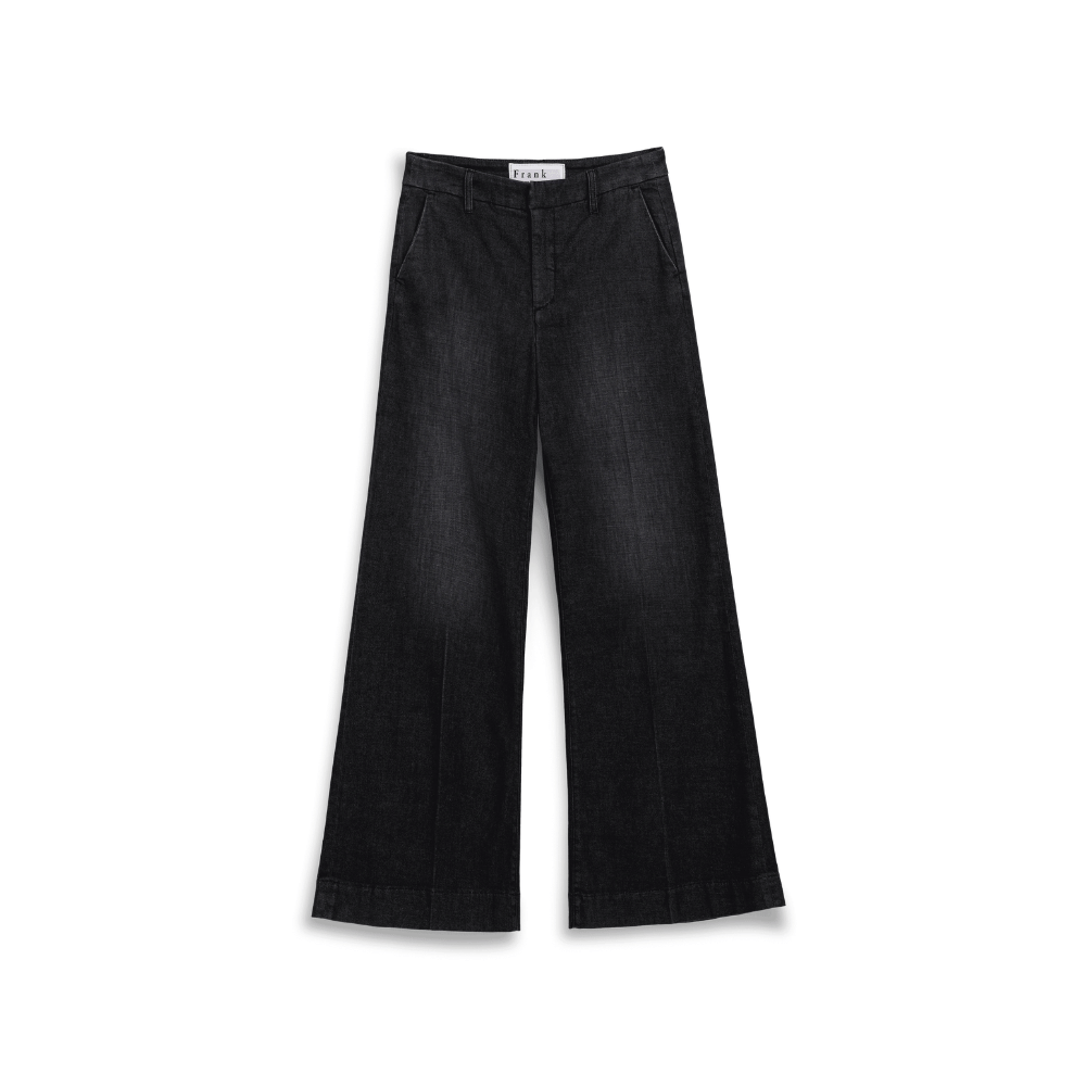 Frank & Eileen West Village NYC Wide-Leg Trouser Jean in Washed Black