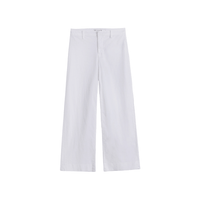 Frank & Eileen West Village white linen trousers - White wide-leg cropped pants shown flat against a solid white background.
