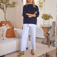 Frank & Eileen Wexford Wide-Leg Linen Pant in Blue and White Stripe - International designer fashion boutique Australia Riada Concept Woollahra