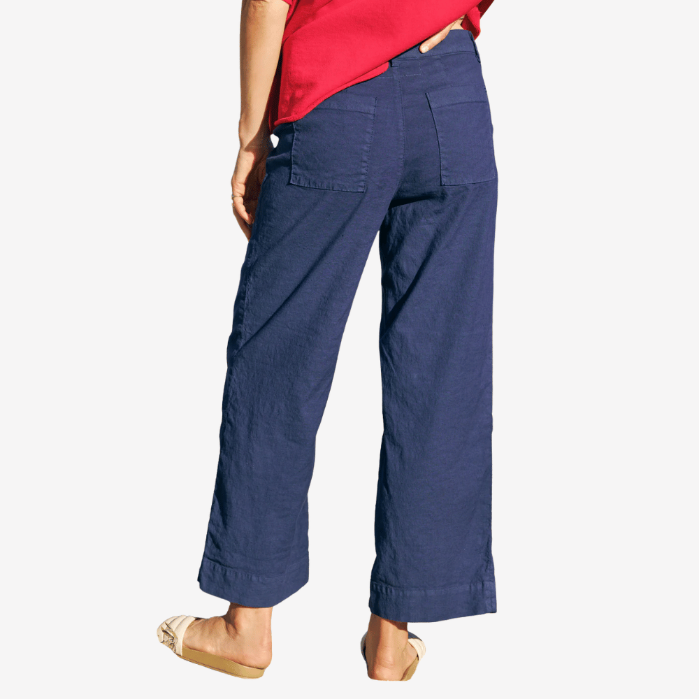 Frank & Eileen Wexford Wide Leg Linen Pant in Summer Navy – International designer fashion boutique Australia Riada Concept Woollahra