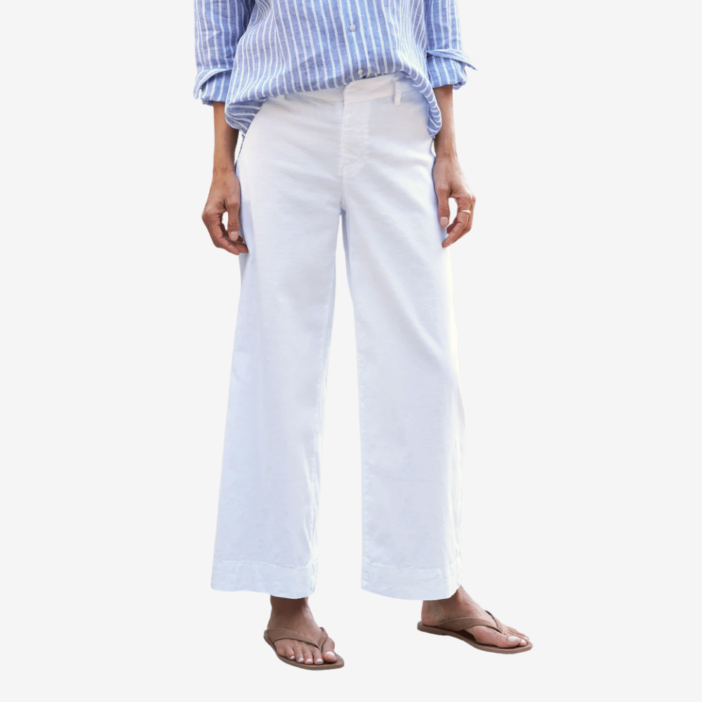 Frank & Eileen Wexford Wide Leg Linen Pant in White - International designer fashion boutique Australia Riada Concept Woollahra