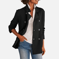 Frank & Eileen Belfast black Triple Terry peacoat jacket blazer for women, Frank and Eileen Stockist Australia Riada Concept.