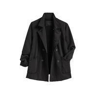 Frank & Eileen Belfast black Triple Terry peacoat jacket blazer for women, Frank and Eileen Stockist Australia Riada Concept.