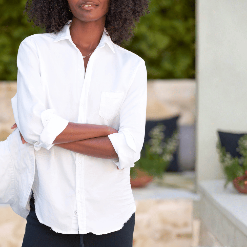 Frank & Eileen Relaxed Eileen Button-Up Shirt in White Denim Shop Frank & Eileen online in Australia at Riada Concept – official stockist of Frank & Eileen shirts, dresses, and linen pants. Discover timeless, premium women's fashion with fast shipping from Sydney.