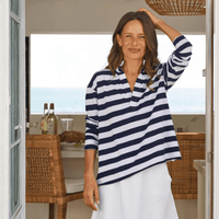 Frank & Eileen Patrick Popover Henley in Nautical Stripe – International designer fashion boutique Australia Riada Concept Woollahra
