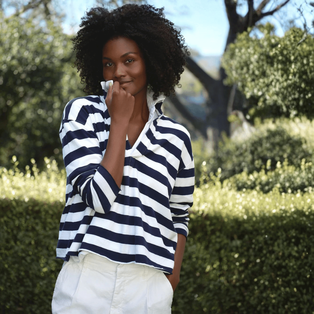 Frank & Eileen Patrick Popover Henley in Nautical Stripe – International designer fashion boutique Australia Riada Concept Woollahra