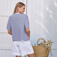 Frank & Eileen Perry NYC Crewneck Tee in Navy French Stripe – International designer fashion boutique Australia Riada Concept Woollahra