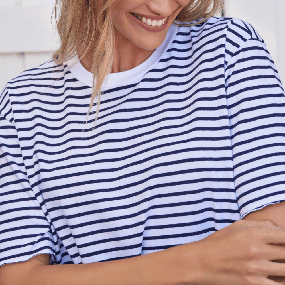 Frank & Eileen Perry NYC Crewneck Tee in Navy French Stripe – International designer fashion boutique Australia Riada Concept Woollahra