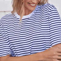 Frank & Eileen Perry NYC Crewneck Tee in Navy French Stripe – International designer fashion boutique Australia Riada Concept Woollahra